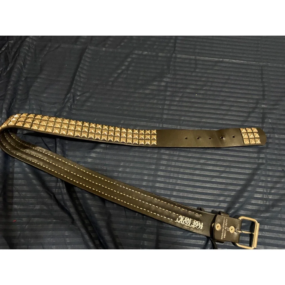 Hot Topic Black 3 Row Silver Pyramid Studded Punk Belt Size 38 Emo Grunge